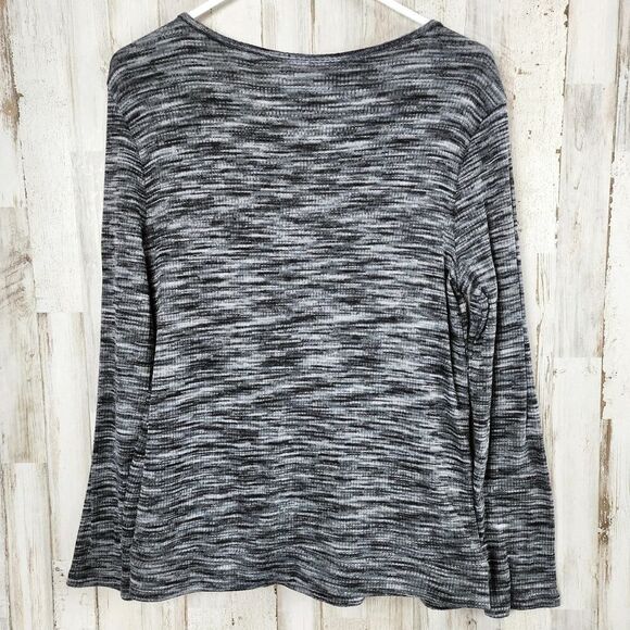Cato Long Sleeve Deep V-Neck Sweater Black Gray Size Large - Picture 2 of 8
